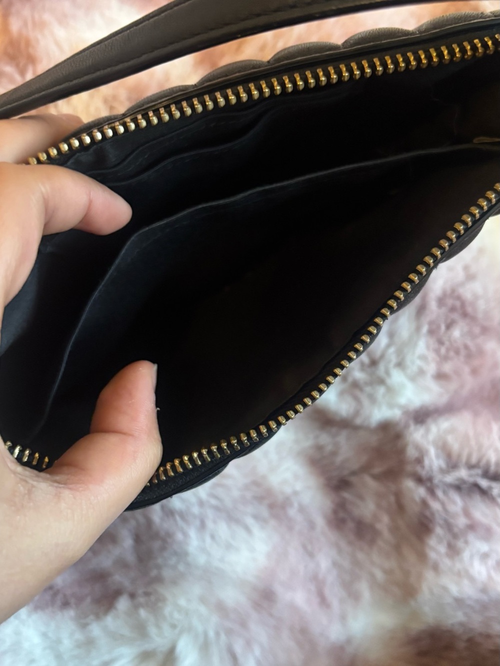 COACH Black Quilted Leather Shoulder Bag with Gold Chain Accent - Picture 5 of 5